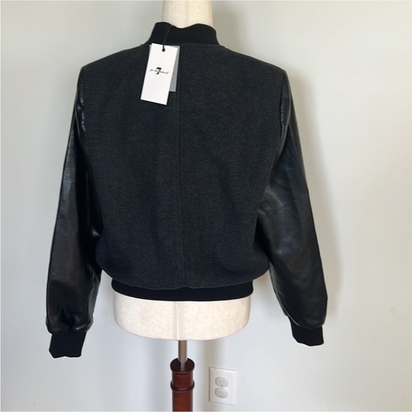 Anthro 7 For All Mankind Bomber Jacket Avec les Filles Strong Shoulder Bomber - Picture 13 of 16